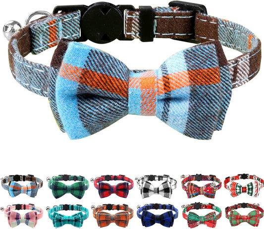 Chic Haze Blue Cat Collar with Breakaway Safety Feature and Stylish Bow Tie – Perfect for All Life Stages!