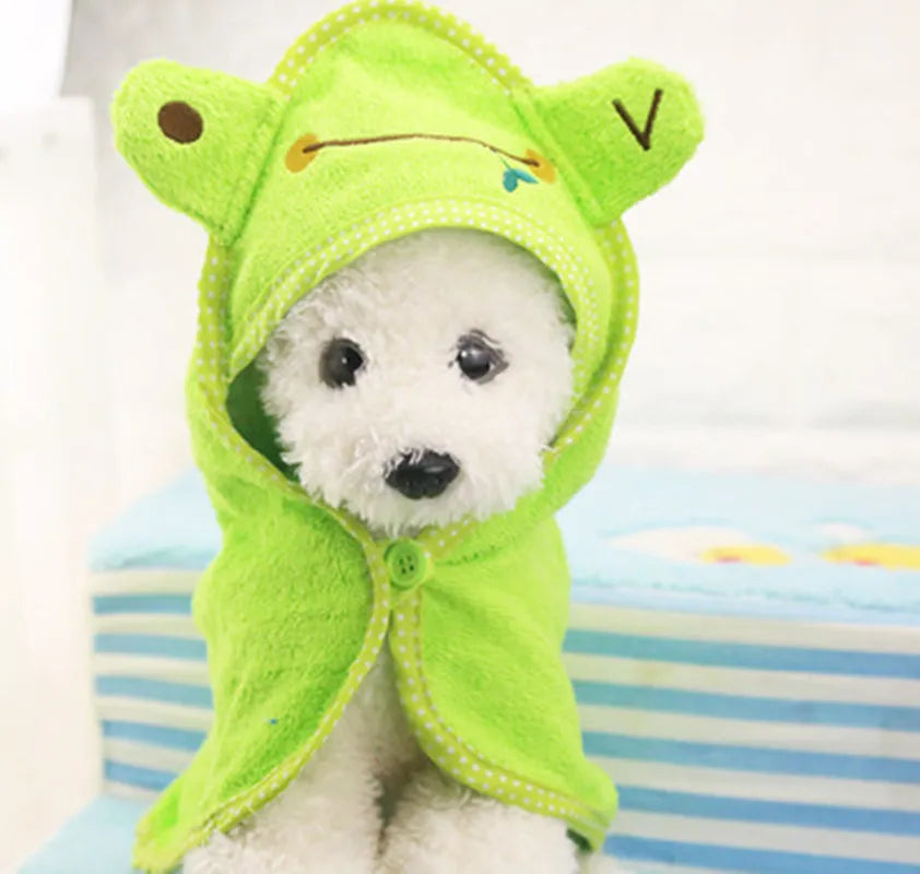 Cute Pet Dog Towel Soft Absorbent Bath Pet Towel Suitable for Dogs and Cats Hooded Garment Puppy Super Absorbent Bathrobe
