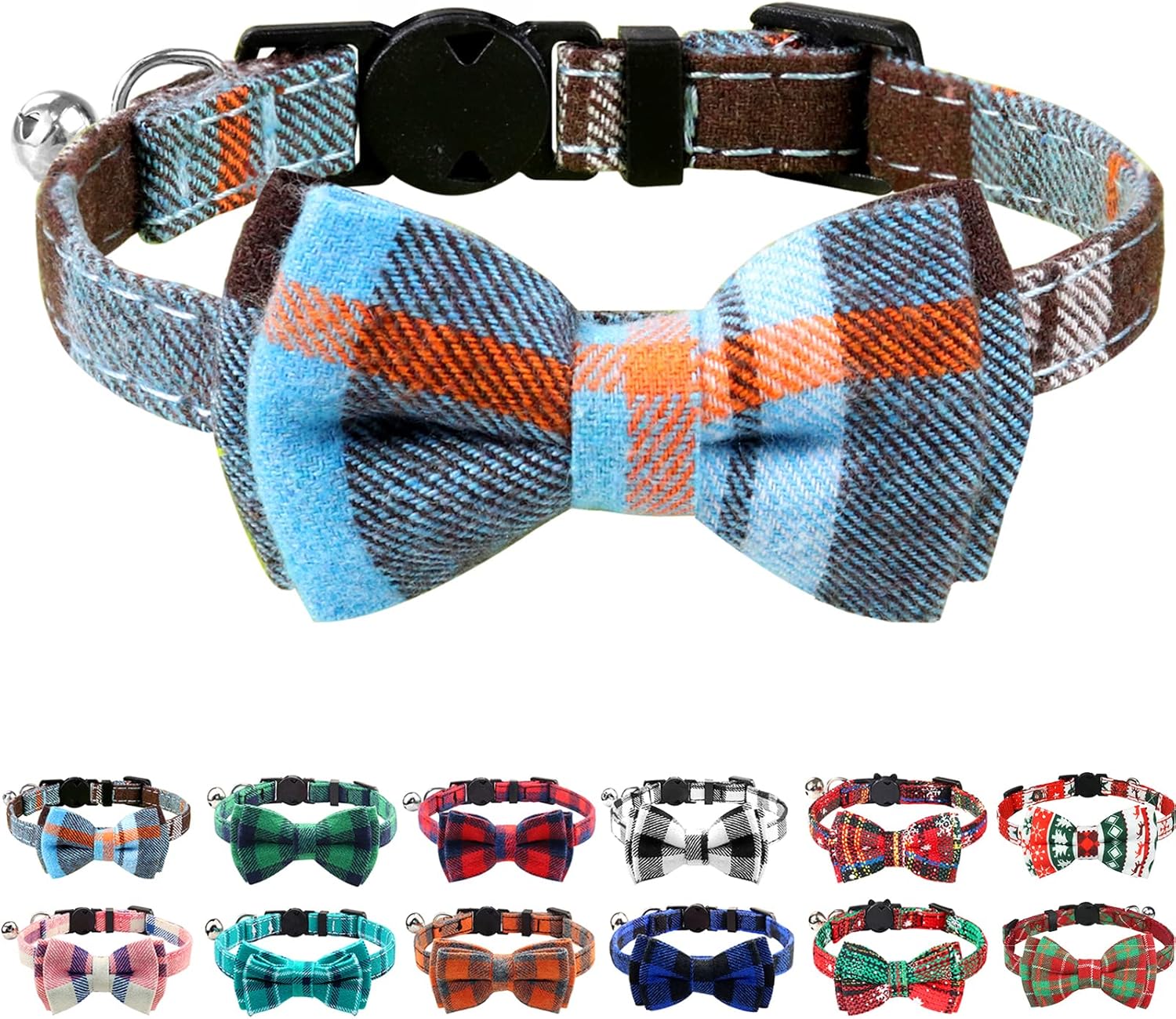 Chic Haze Blue Cat Collar with Breakaway Safety Feature and Stylish Bow Tie – Perfect for All Life Stages!