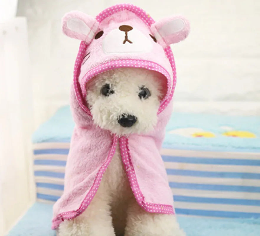 Cute Pet Dog Towel Soft Absorbent Bath Pet Towel Suitable for Dogs and Cats Hooded Garment Puppy Super Absorbent Bathrobe