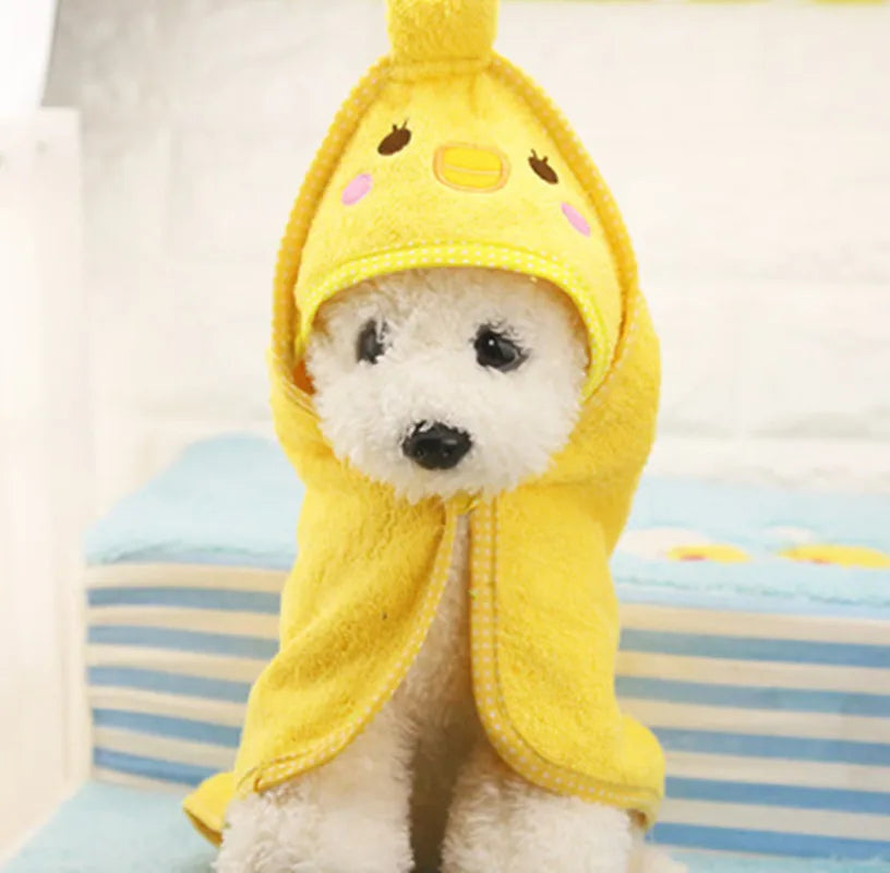 Cute Pet Dog Towel Soft Absorbent Bath Pet Towel Suitable for Dogs and Cats Hooded Garment Puppy Super Absorbent Bathrobe