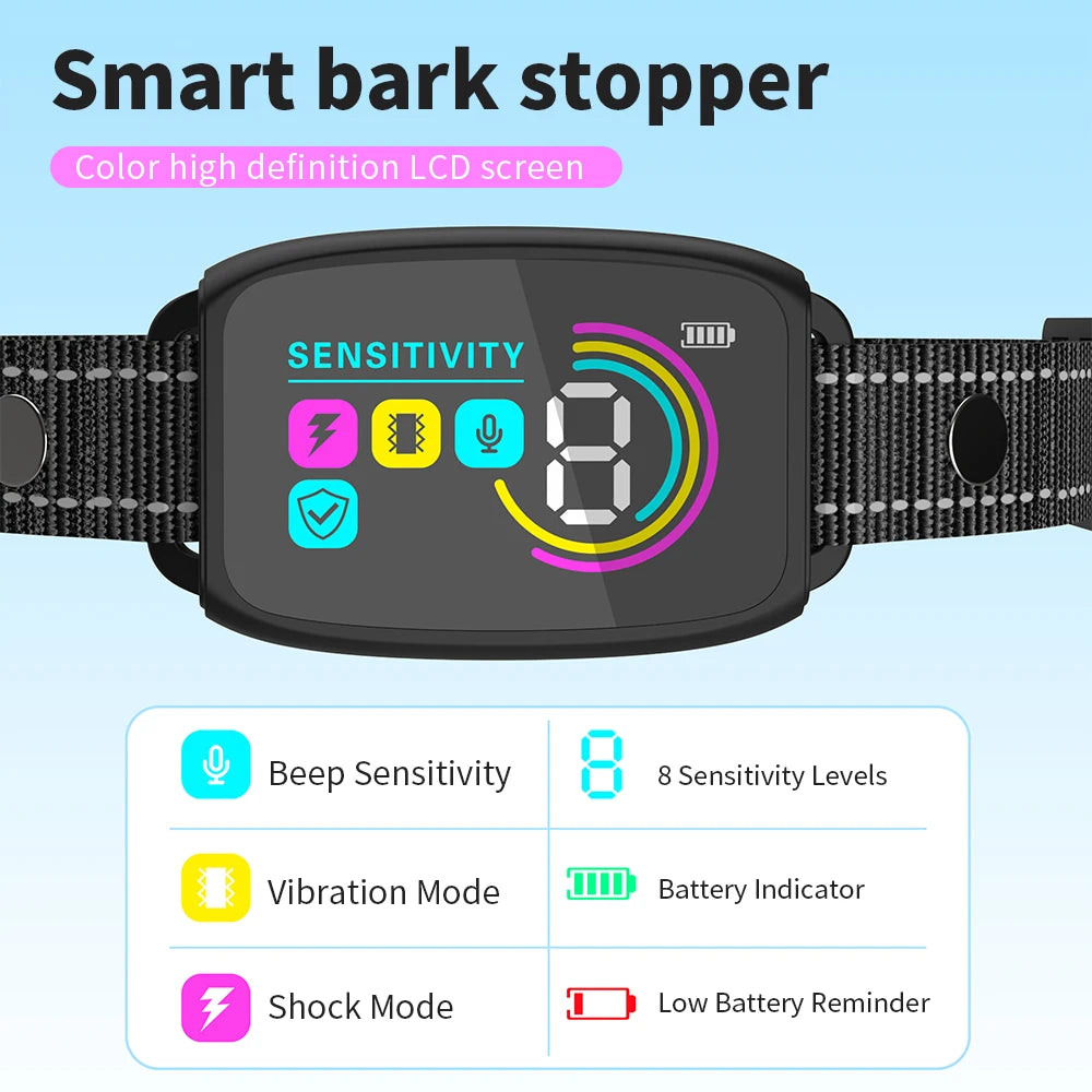 Advanced Automatic Dog Training Collar - Rechargeable, Waterproof, and Adjustable Sensitivity for Effective Bark Control