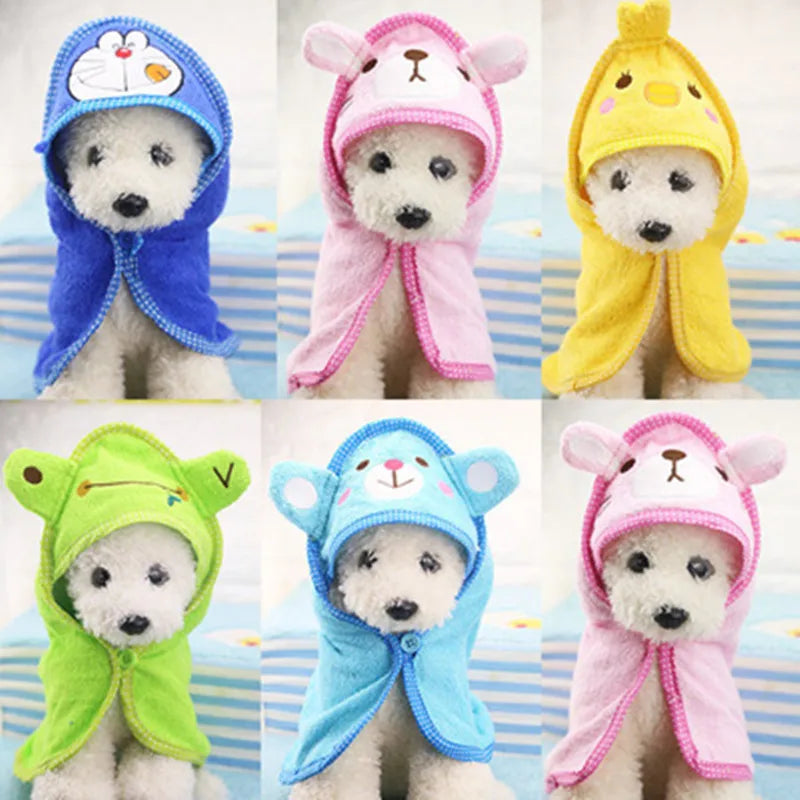 Cute Pet Dog Towel Soft Absorbent Bath Pet Towel Suitable for Dogs and Cats Hooded Garment Puppy Super Absorbent Bathrobe